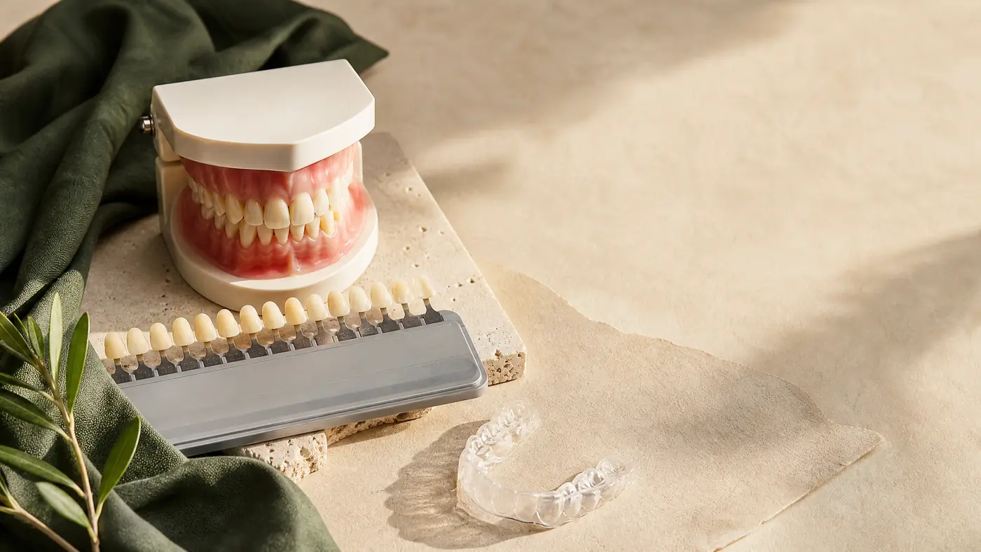 Dental model, shade guide and transparent tray for whitening planning in Reinickendorf
